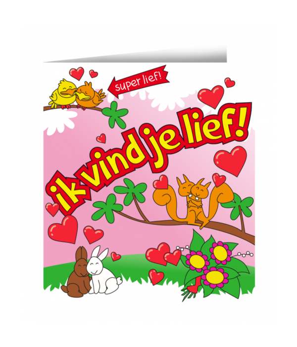 Wenskaart - Ik vind je lief cartoon