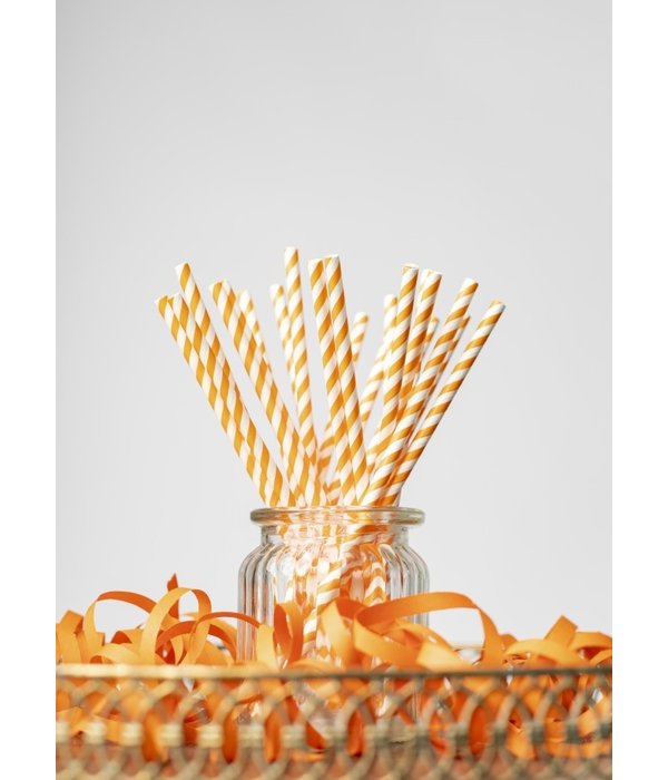 Rietjes Oranje/Wit Gestreept (20st)