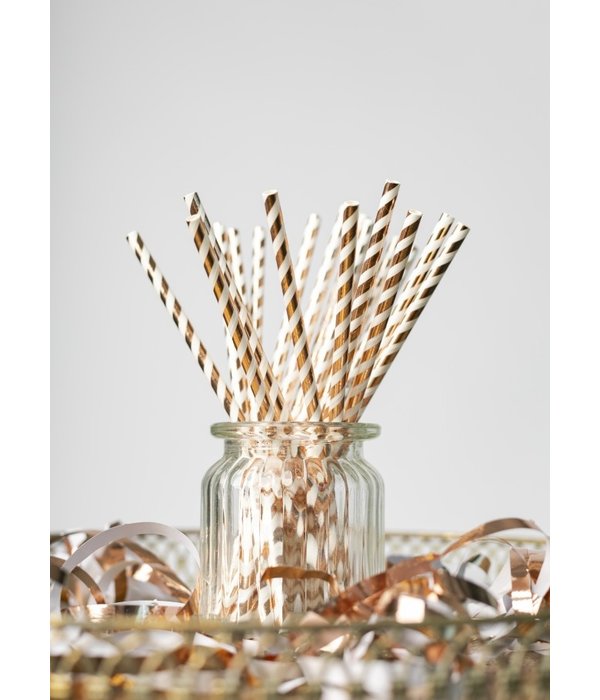 Rietjes Rose/Goud Gestreept (20st)