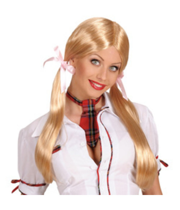 Pruik schoolmeisje blond