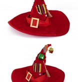 Heksenhoed luxe rood met decoratie