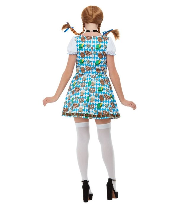 Oktoberfest Jurk Blauw Bierpullen Pretzel