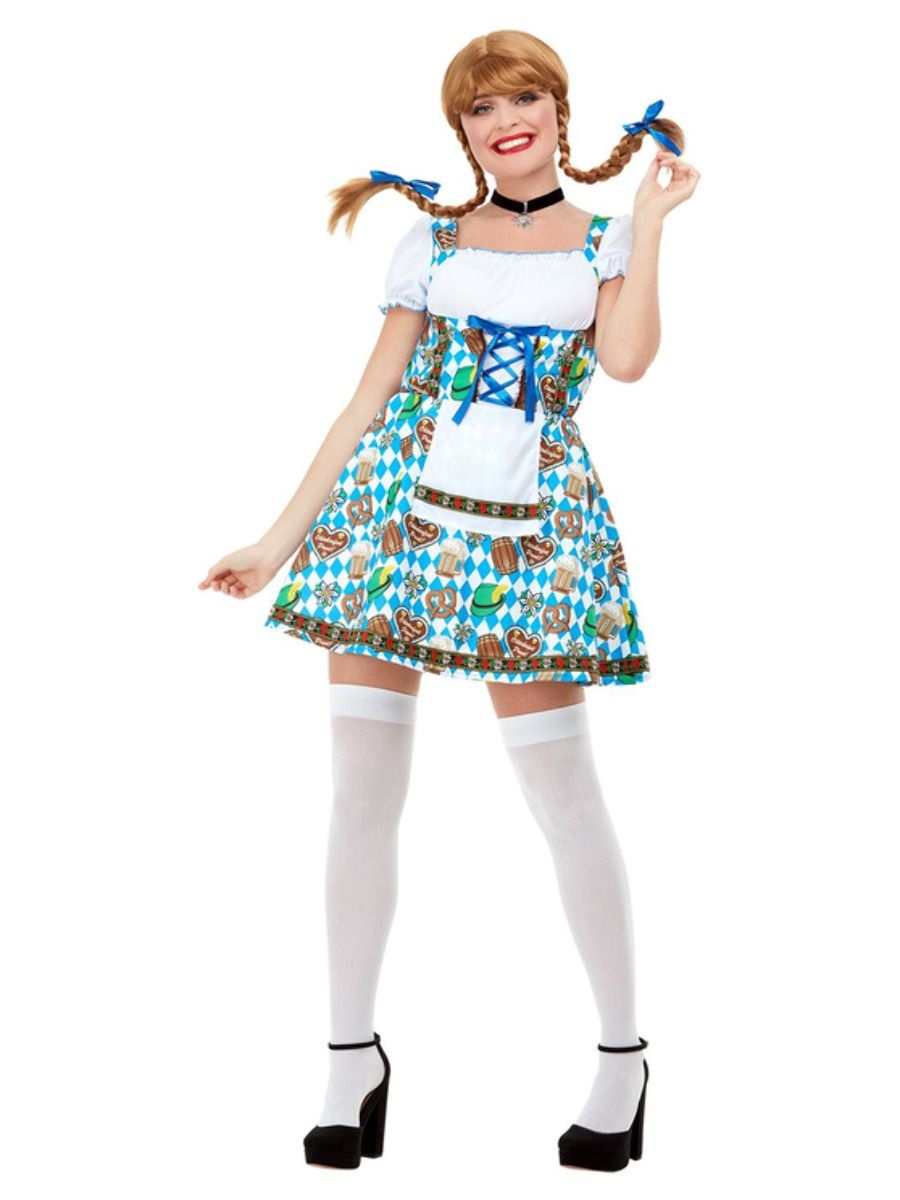 Oktoberfest Jurk Blauw Bierpullen Pretzel afbeelding
