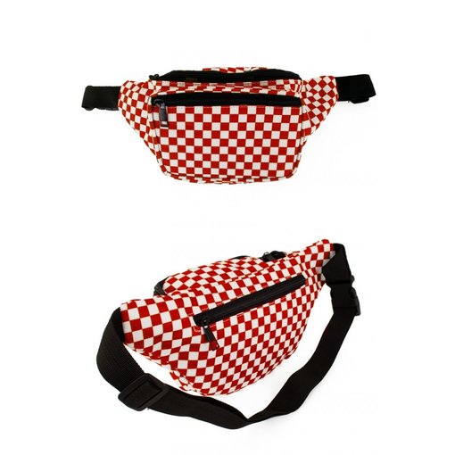 Heuptasje rood/wit geblokt