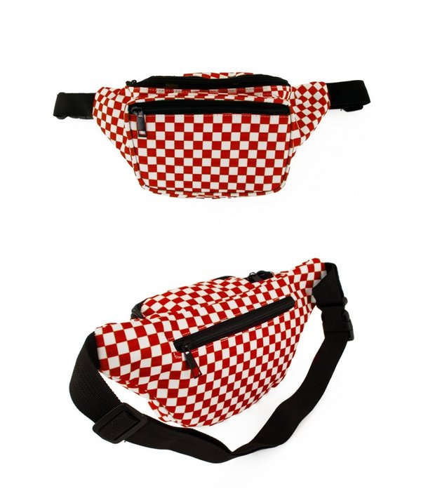 Heuptasje rood/wit geblokt