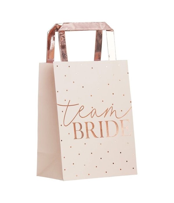 Team Bride Party Tasjes Rose Goud stippen (5st)