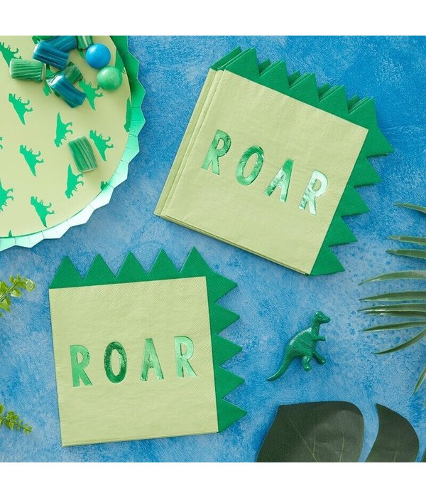 Dinosaurus Servetten gevorm Roar (16st)