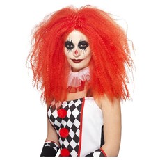 Clown Pruik Lang Horror Rood