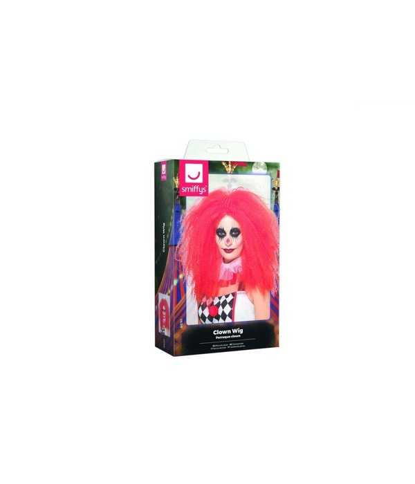 Clown Pruik Lang Horror Rood