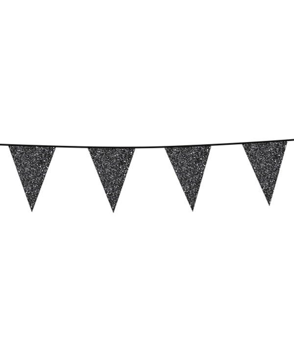 Glittervlaggenlijn Zwart (6m)