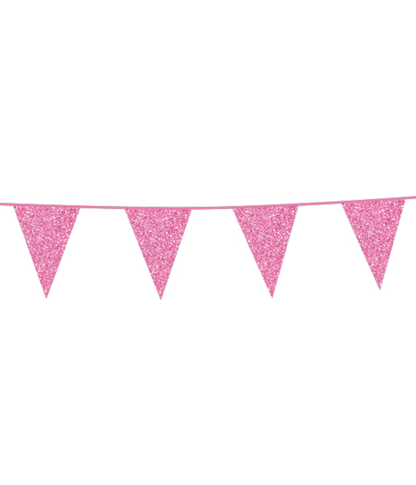 Glitter vlaggenlijn Roze (6m)