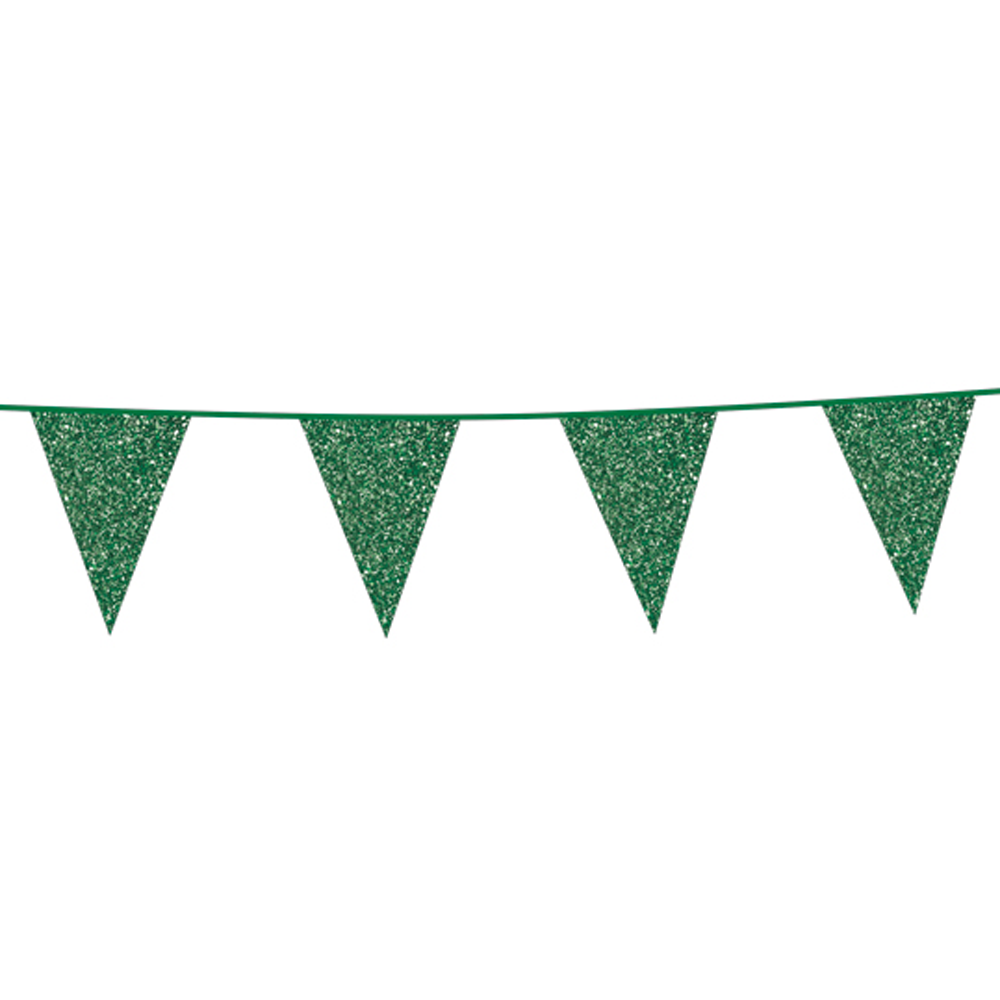 Glitter vlaggenlijn Groen (6m) afbeelding