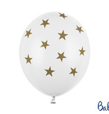 6 Witte Ballonnen Met Sterren Print Goud