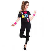 Zwart 80's T-shirt Dames