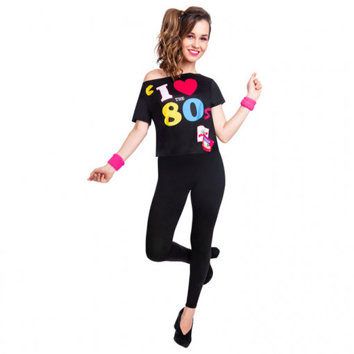 Zwart 80's T-shirt Dames