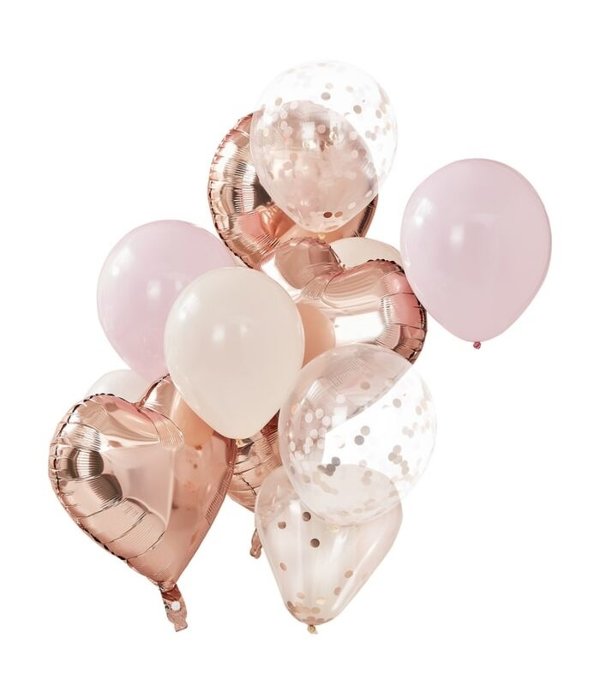 Ballonnenbundel  Blush en Rosegoud