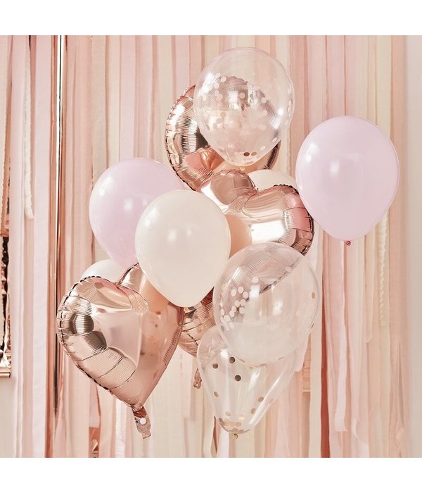 Ballonnenbundel  Blush en Rosegoud