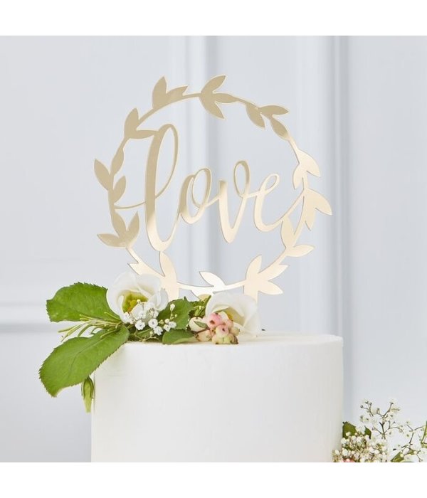 Gouden 'Love' Bruidstaart Topper