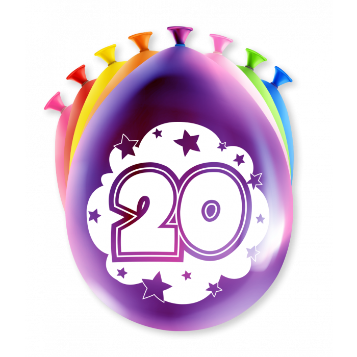 Party Ballonnen 20 Jaar (8st) afbeelding