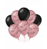 Ballonnen Congrats Roze/Zwart (8st)