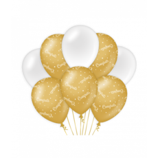 Ballonnen Congrats Goud/Wit (8st)