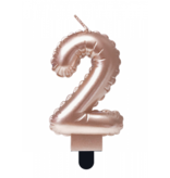 Folie Ballon Kaarsje Cijfer '2' Rose Goud