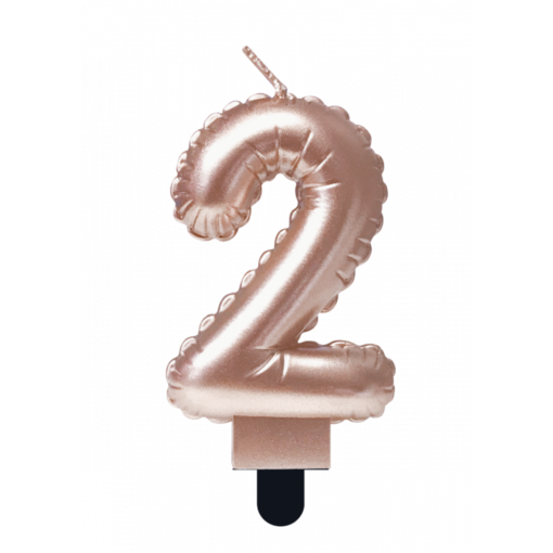 Folie Ballon Kaarsje Cijfer '2' Rose Goud