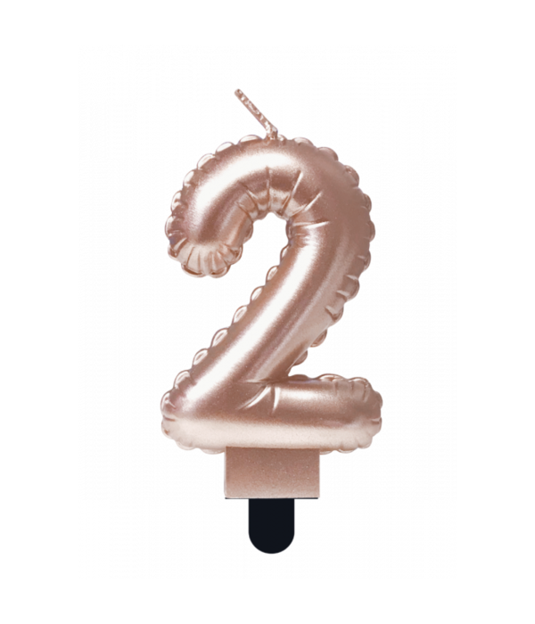 Folie Ballon Kaarsje Cijfer '2' Rose Goud