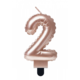 Folie Ballon Kaarsje Cijfer '2' Rose Goud
