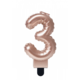 Folie Ballon Kaarsje Cijfer '3' Rose Goud