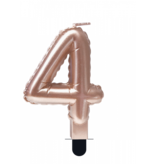 Folie Ballon Kaarsje Cijfer '4' Rose Goud