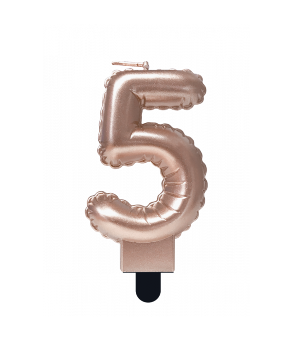 Folie Ballon Kaarsje Cijfer '5' Rose Goud