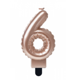 Folie Ballon Kaarsje Cijfer '6' Rose Goud