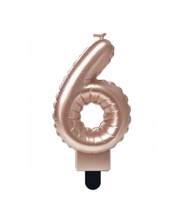 Folie Ballon Kaarsje Cijfer '6' Rose Goud