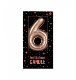Folie Ballon Kaarsje Cijfer '6' Rose Goud