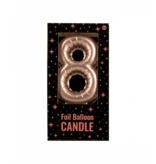 Folie Ballon Kaarsje Cijfer '8' Rose Goud
