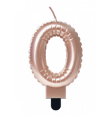 Folie Ballon Kaarsje Cijfer '0' Rose Goud