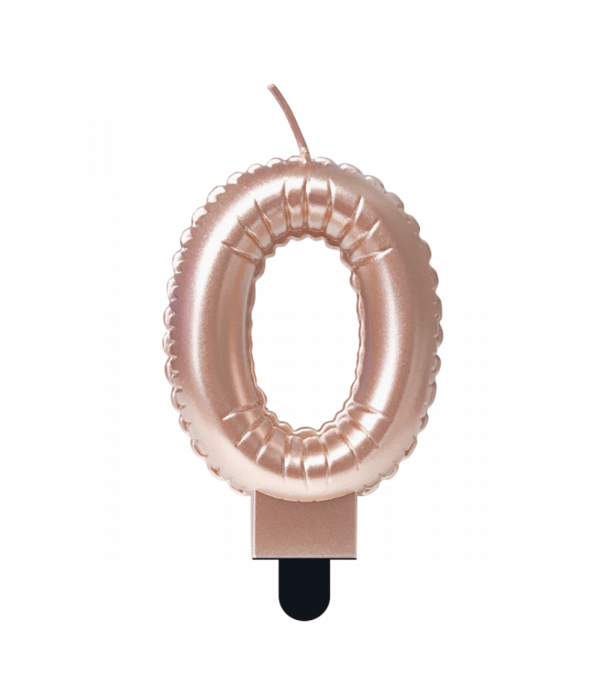 Folie Ballon Kaarsje Cijfer '0' Rose Goud