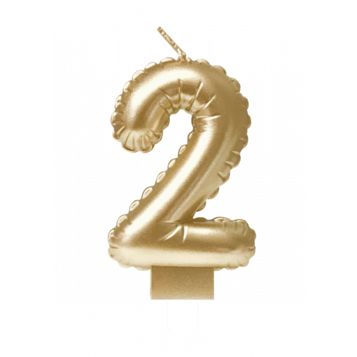 Folie Ballon Kaarsje Cijfer '2' Goud