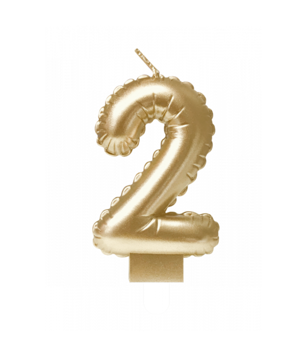 Folie Ballon Kaarsje Cijfer '2' Goud