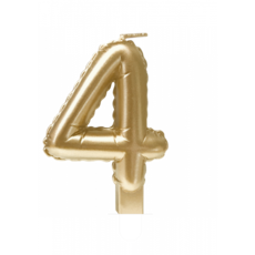 Folie Ballon Kaarsje Cijfer '4' Goud