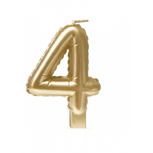 Folie Ballon Kaarsje Cijfer '4' Goud