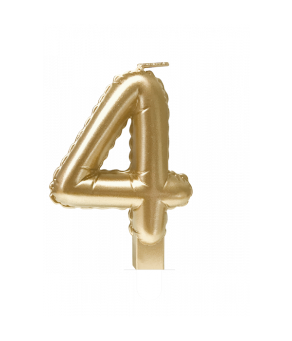 Folie Ballon Kaarsje Cijfer '4' Goud