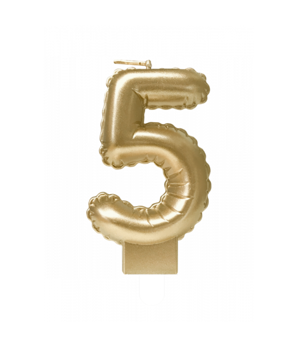 Folie Ballon Kaarsje Cijfer '5' Goud