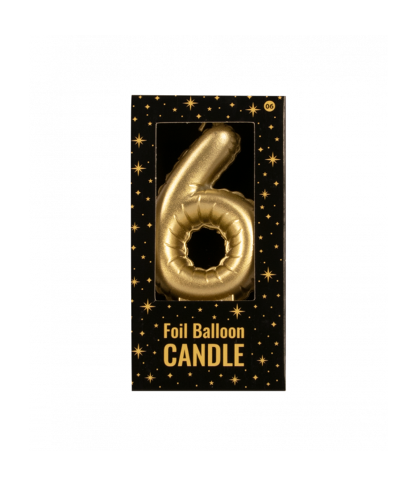 Folie Ballon Kaarsje Cijfer '6' Goud