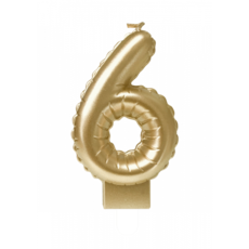 Folie Ballon Kaarsje Cijfer '6' Goud