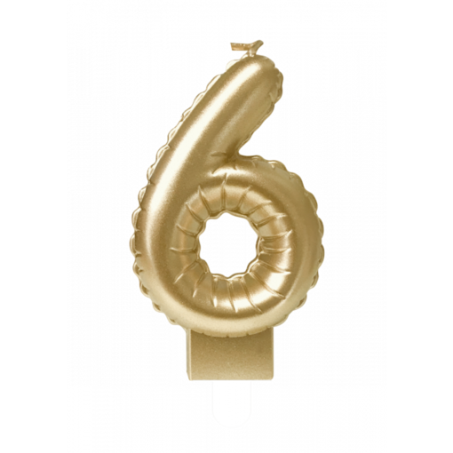 Folie Ballon Kaarsje Cijfer '6' Goud