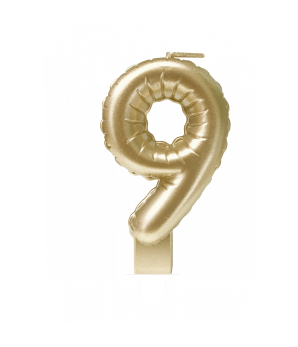Folie Ballon Kaarsje Cijfer '9' Goud
