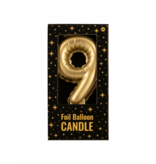 Folie Ballon Kaarsje Cijfer '9' Goud