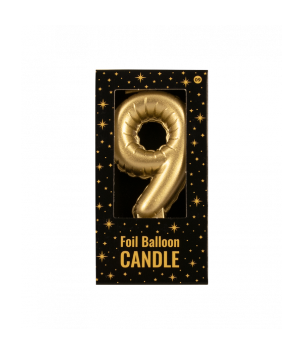 Folie Ballon Kaarsje Cijfer '9' Goud
